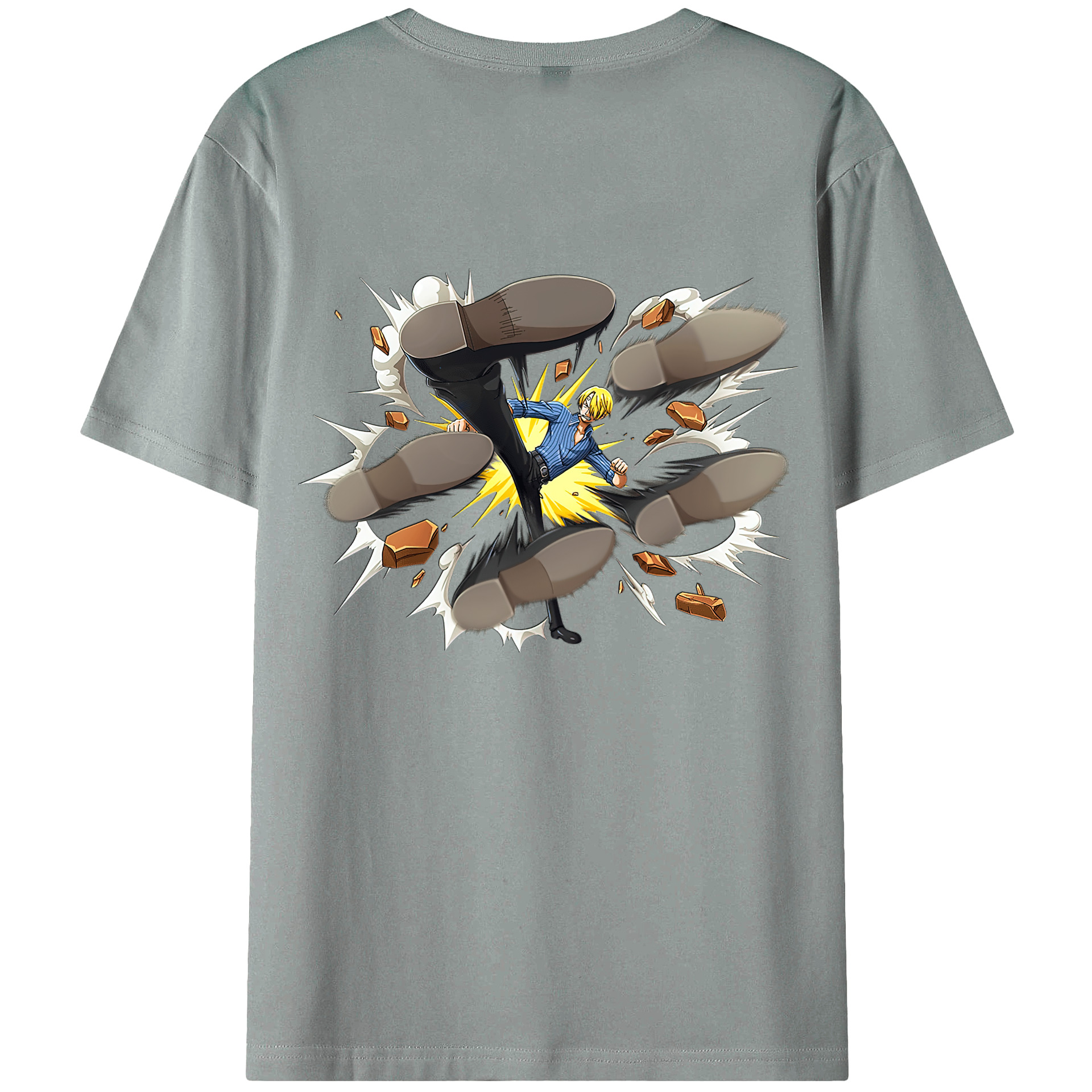 （画像用） ワンピース サンジ ONE PIECE Sanji 綿100％ メンズ半袖Tシャツ（バックプリント） 通気性